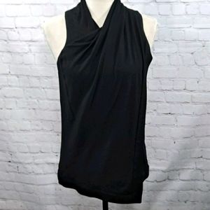 Helmut Lang Black Faux Wrap Sleeveless Top